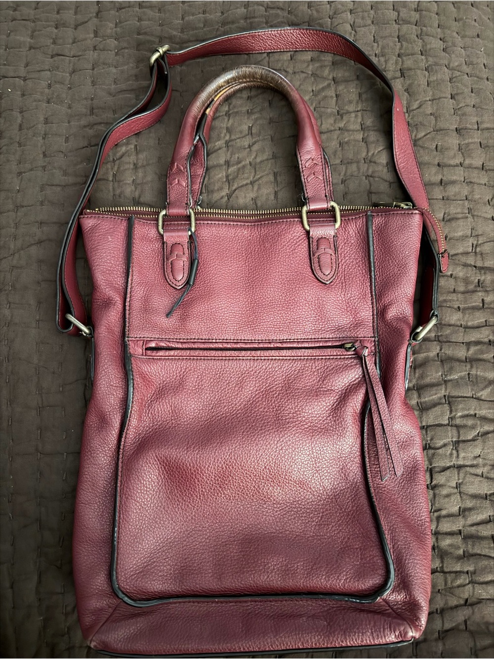 Marc New York Leather Burgundy Tote with Shoulder Strap